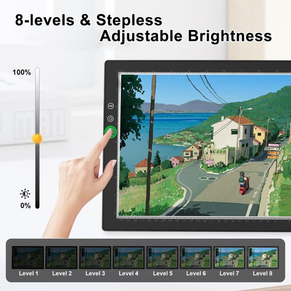 Oppladbar A4 Lysplate for Diamantkunst, Lysbrett med Stativ og Magneter