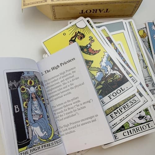 Klassiske Oracle Tarotkort Sæt med Guidebog, Spådomsspilskort til Begyndere og Eksperter, Holdbart Standardstørrelse Belagt Papir Sæt (6) 6