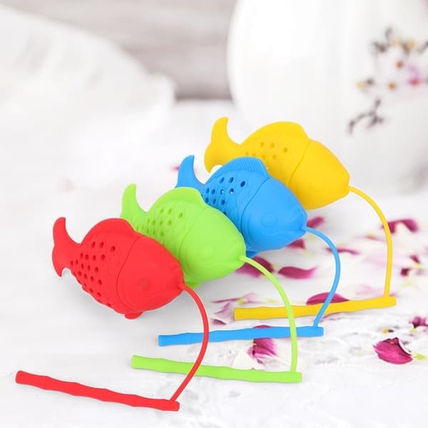 Søt silikon te-infuser, matkvalitet, fiskeformet design, morsom te-sil