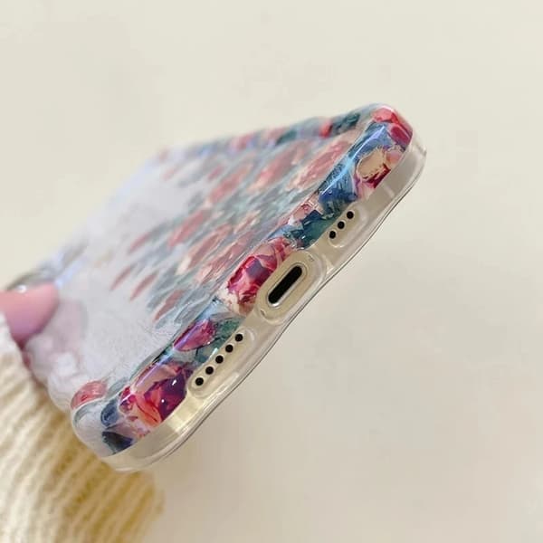 Silikontelefondeksel til iPhone 16, støtsikkert, blomsterdesign, rosa Pink For iPhone 16