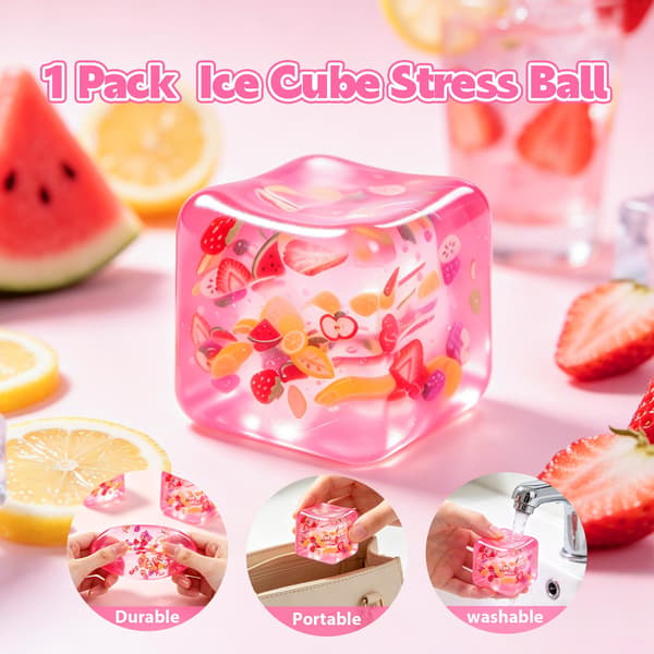 Fruktisbit Squishy Stressboll, Fruktklämisbit Squishy Leksaker, Långsamt Stigande Stresskläm Squishboll, Lindrar Ångest Sensorisk Fidget Fruit Cube