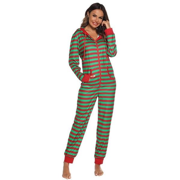 Julepyjamas til voksne, heldragt, pyjamas til kvinder, pyjamassæt til kvinder, grøn, størrelse 2XL