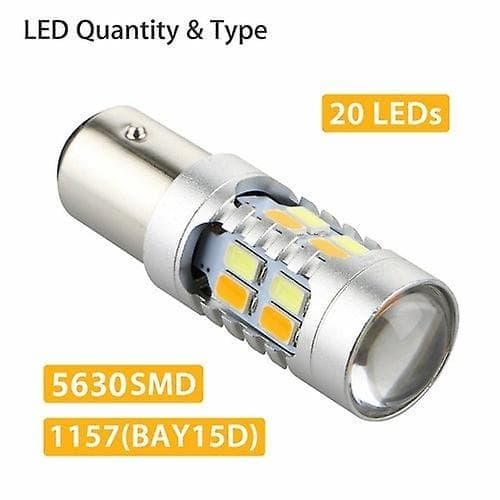 2x 1157 Dual Color Switchback 5630 6000K Hvite/Gule LED Blinklyspærer