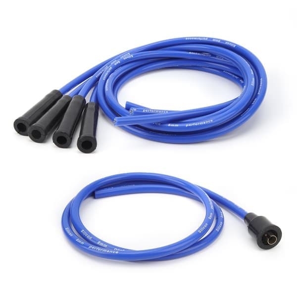 Højtydende 8mm Tændingskabel, 1m Længde, Perfekt til 4-Cylindrede Klassiske Biler (Blå)