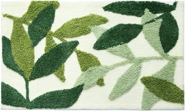 Badeværelsesmåtte blød absorberende hurtigtørrende til bruser skridsikker gulvmåtte grøn polyester 40 x 60 cm til familiebadeværelset