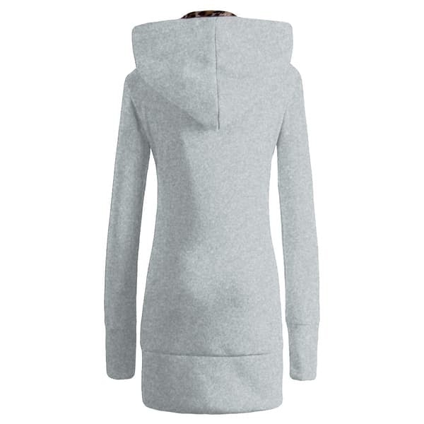 Vinter Kvinder Hætte Tyknet Plus Fleece Leopard Sweater Jakke, Grå, Størrelse 3xl Gray 3xl