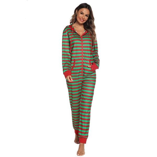 Julepyjamas til voksne, heldragt, pyjamas til kvinder, pyjamassæt til kvinder, grøn, størrelse 2XL