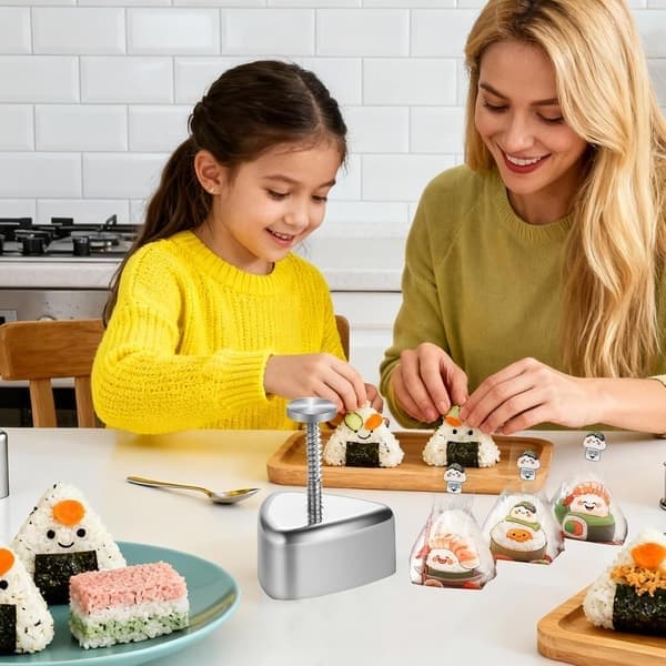 2-pak Onigiri-form i rustfrit stål, Musubi-risbolle-formsæt, Non-stick trekantede sushi-forme