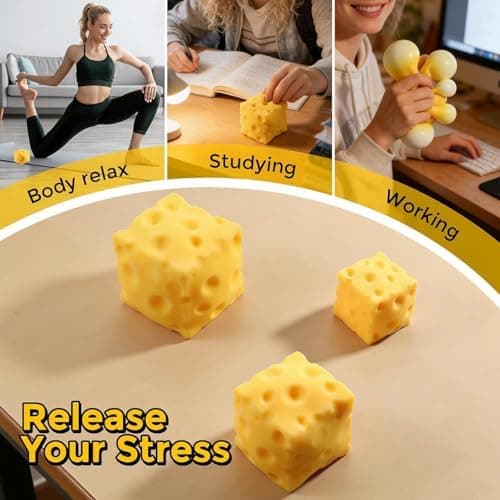 Ost Squishy, 2,4\" Mini Osteterning Langsomt Stigende Squishy Legetøj, Blødt Sensorisk Fidget Klemmelegetøj til Stresslindring og Angstdæmpning, Skrivebordsdekoration,