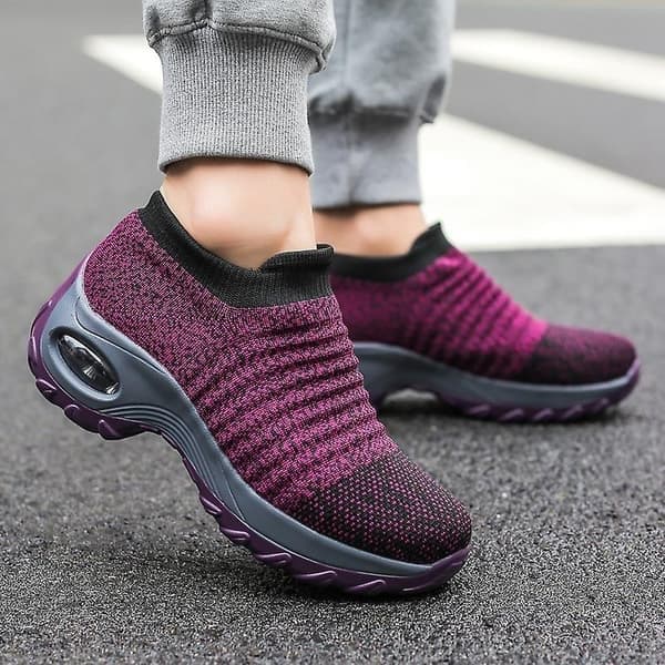 Fleksible ortopædiske sko, elegante elastiske slip-on flade sko til kvinder, overdel i mesh, åndbare sneakers, sort grå, størrelse 38 Black Gray 38