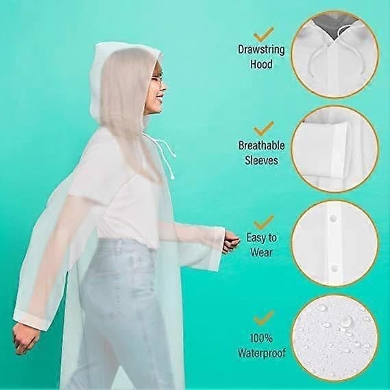 Regnfrakke (2-pak), EVA Regnponcho Unisex, Genanvendelig Regnfrakke