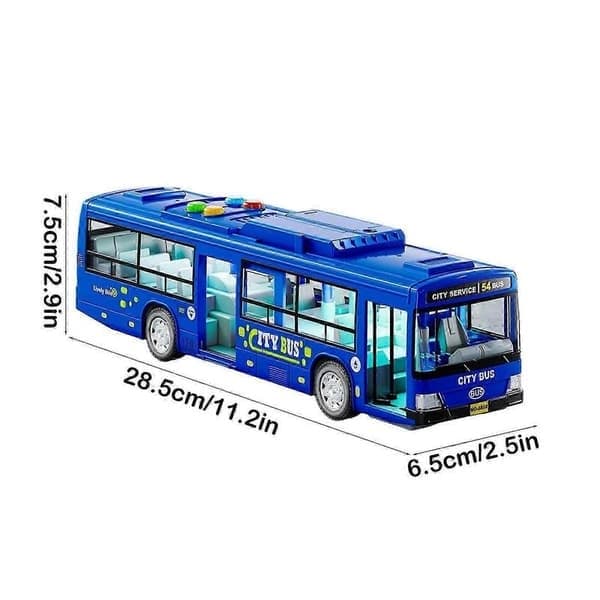 Simuleret bustøj til børn, stor døråbning, lys og lyd, bybusmodel, legetøjsbus til drenge FLYE242365, Blå Blue
