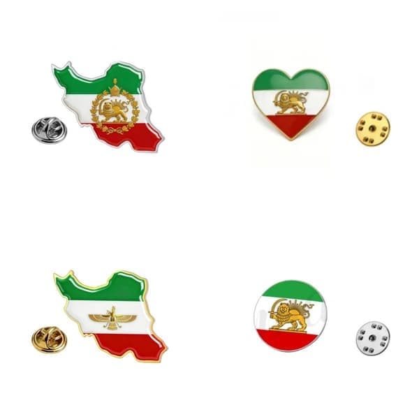 Unik Iran-design reversnål i rustfrit stål, dekorativ del, sølv, kort 2 silver Map 2