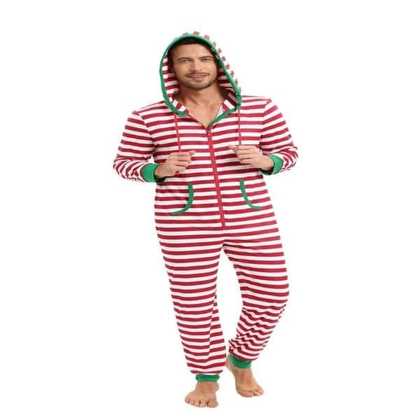 Julepyjamas til voksne, heldragt, pyjamas til kvinder, pyjamassæt til mænd, rød, størrelse S