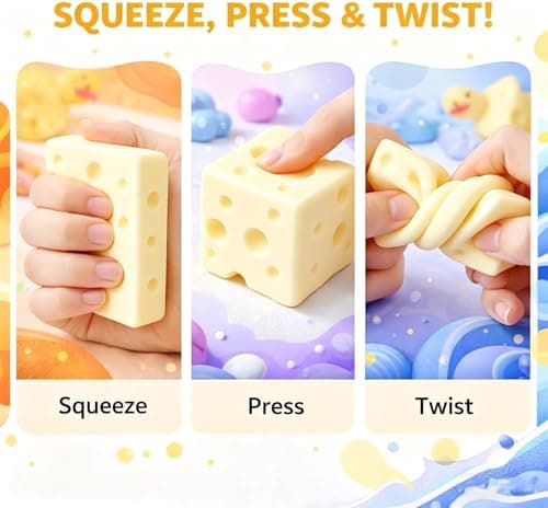 Lysegul ost Squishy Slow Rising, Squishy Squeeze osteblok, blødt nyheds legetøj, stressbolde til voksne, der genopretter sensoriske Squishys