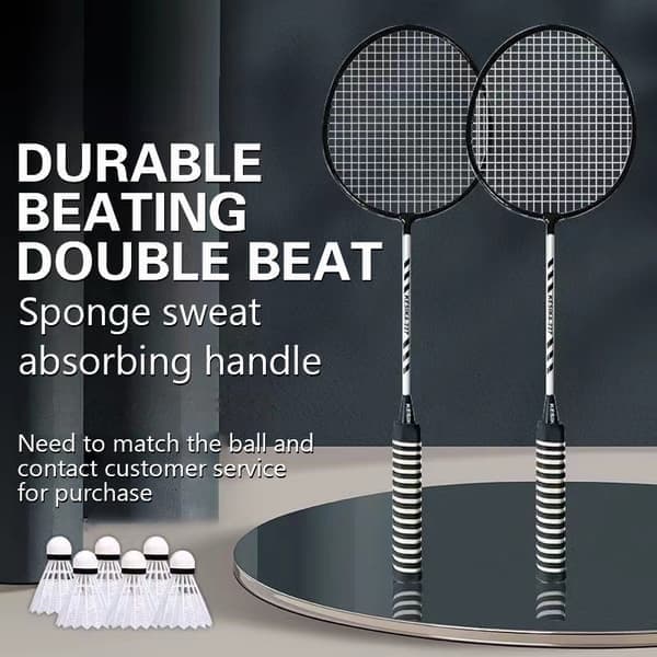 Badminton Racket Dobbelt Racket Slitesterk 2 Racketer Blå C