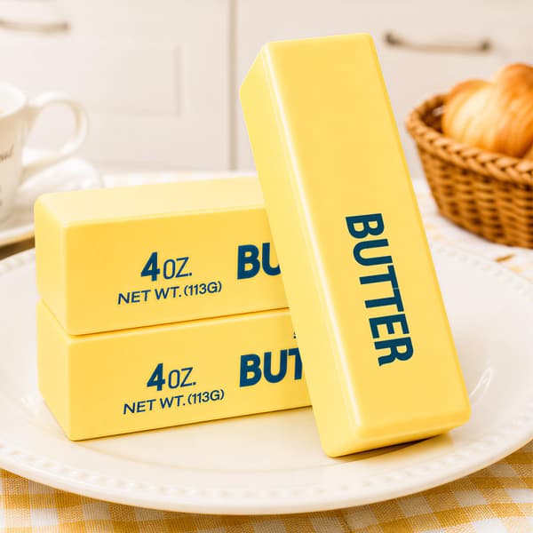 3-pack smörsquishy långsamt stigande klämleksaker, sensoriska fidgetleksaker Butter Stick-3p-yellow