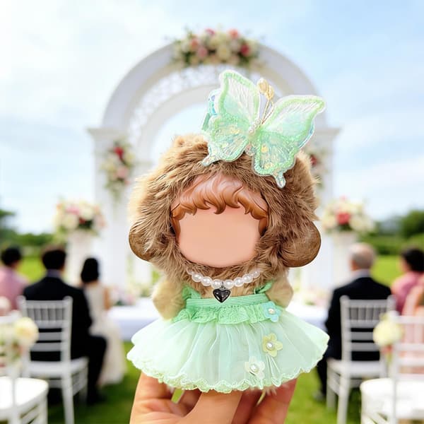 Dockkläder Set för Labubu, Grön Prinsessklänning Sommaroutfit Green