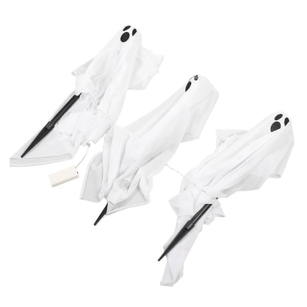 Lysende spøkelsesstaver Hvit Halloween LED-plenpynt Plaststoffspøkelser for utendørs hagekit