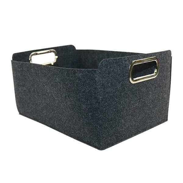 Filt Opbevaringskurv Tøj Organizer Diverse Beholder, Lysegrå, Størrelse M Light grey M