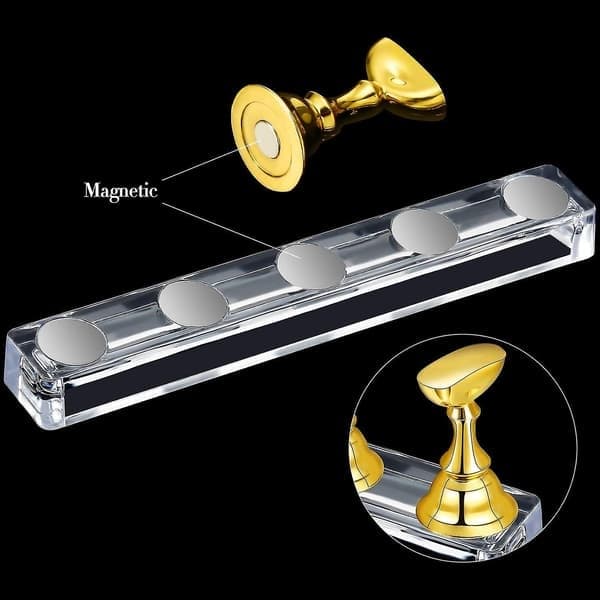 2 sæt akryl neglekunst øvelsesstativer magnetisk neglespids-holder negledisplay-stativ