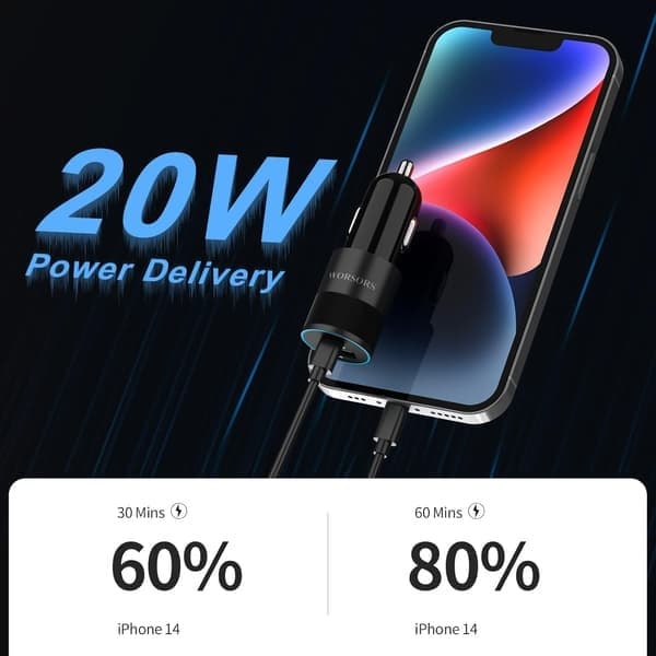 2025 Seneste Model 35W USB C Hurtig Biloplader [Apple MFi-certificeret] til iPhone 14 Pro/14 Pro Max/14 Plus, iPhone 13/12/11/Mini/XS/XR/8