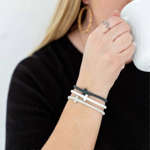 Jesus-armbånd, korsarmbånd i silikon, legering, medium Alloy Medium