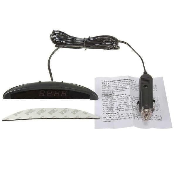 3-i-1 Bil 12V Digital LED Voltmeter Spenning Temperatur Klokke Termometer Bil, Grønn