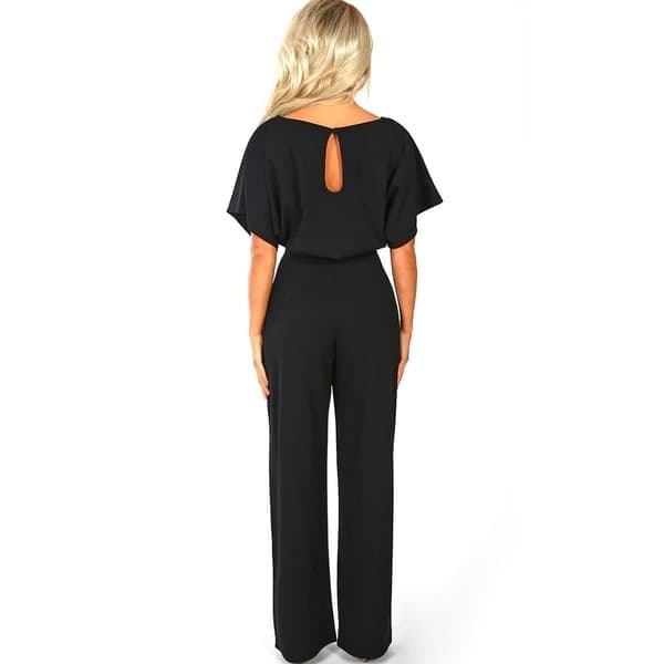 Dame Jumpsuit Romper Strandferie Krop Lige Ben V, Sort, Størrelse L Black L