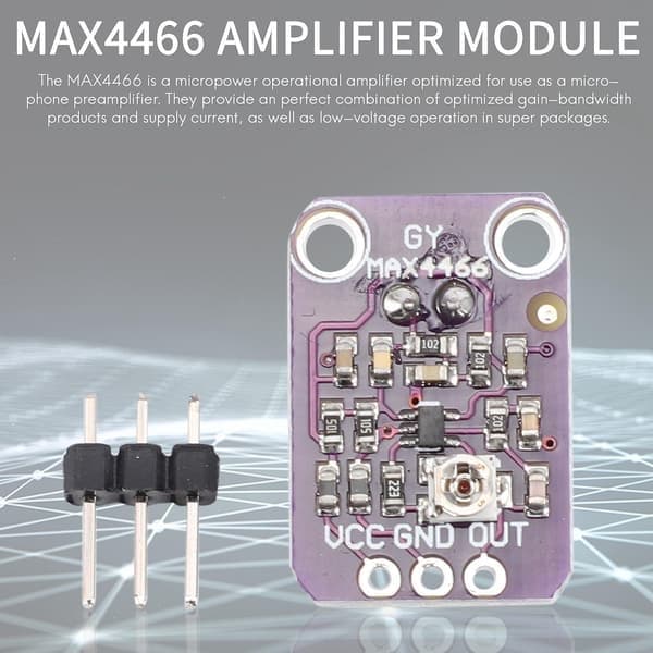 5 stk, MAX4466 Elektretmikrofonforsterker MAX4466 Modul Justerbar Forsterknings Breakout Board