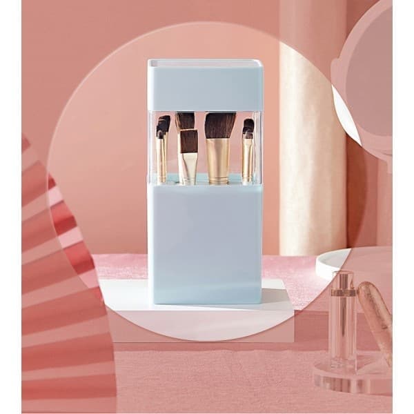 Makeupbørsteholder Kosmetisk opbevaringsboks Blå 10,8*22*8,3 cm, Blå blue
