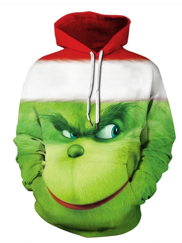 Unisex Jule Grinchs Pullover Hettegenser Nyhet Genser Gave, D, Størrelse 3XL D 3XL