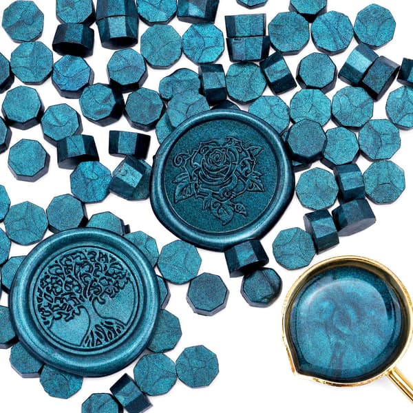 100 stk. Aurora Indigo Cyan Lakseglperler, Lakperler til Seglstempel 100PCS Indigo Cyan