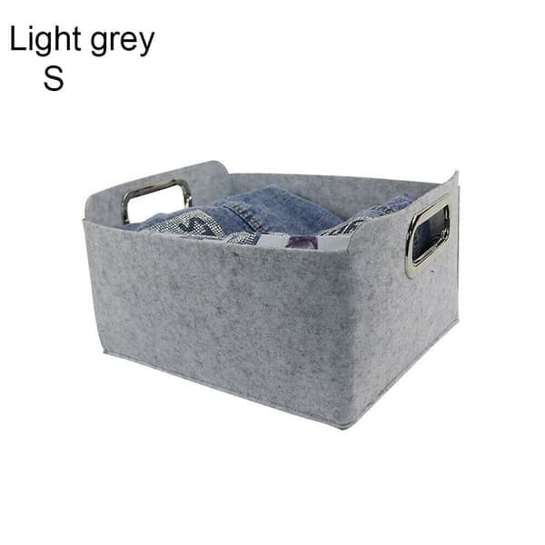 Filt Opbevaringskurv Tøj Organizer Diverse Beholder, Lysegrå, Størrelse S Light grey S