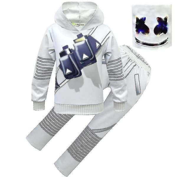 Barn Gutter Jenter Marshmello DJ LED Mask Hettegenser Cosplay Kostyme Fest Fa H 150 9-10 År
