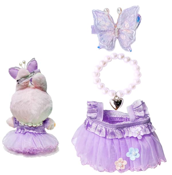 Lila dockkläder set för Labubu 17cm, sommarprinsessklänning Purple