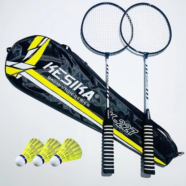 Badminton Racket Dobbelt Racket Slitesterk 2 Racketer Blå C
