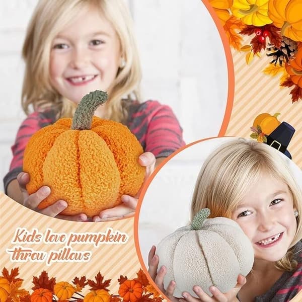Pumpakudde, Pumpafylld leksak Pumpa Dekorativ Kudde, Ljusorange, Storlek 35CM Light orange 35CM