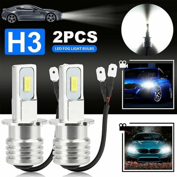 2X H3 Supersterke LED-frontlykter Tåkelys Kjørelyspære Kit 6000K Hvit 10W