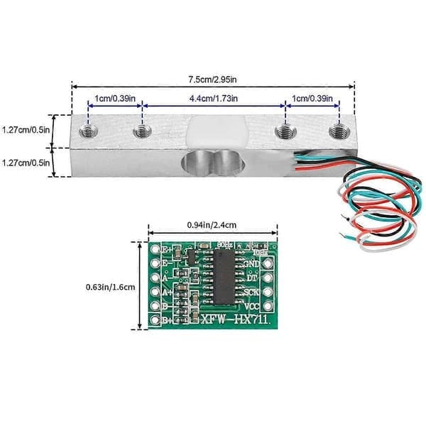Digital lastcellevektsensor, 4 sett 1 kg lastcelle HX711 AD vektforsterkermodul trykksensor