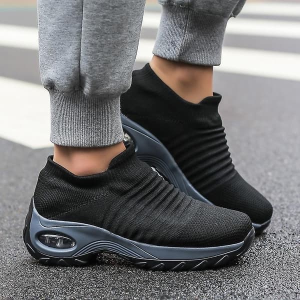 Fleksible ortopædiske sko, elegante elastiske slip-on flade sko til kvinder, overdel i mesh, åndbare sneakers, grå, størrelse 37 Gray 37