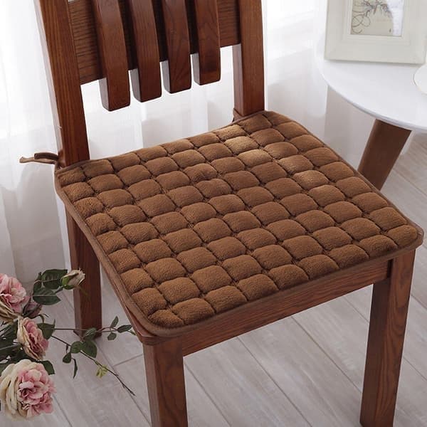 Ensfarget polyester setepute med stropper, 40cm/45cm, sklisikker, for spisestue Mørk Kaffe.x, Mørk Kaffe, Størrelse 45*45cm DarkCoffee 45*45cm