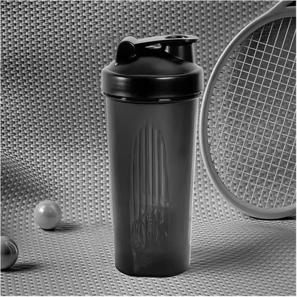 600 ml bærbar shaker-flaske i plast til atleter, lækagesikker drikkekop, sort