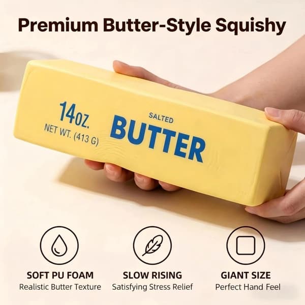 2-pack 14oz jättesmörsquishies: 9-tums långsamt stigande leksaker 2 × Giant Butter