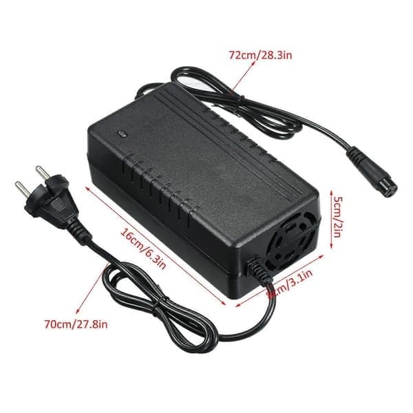 54.6V 2A Lader for Elektrisk Sparkesykkel Li-ion Batterilader 3-pins Inline-kontakt Hurtigladeadapter for Kugoo M4 Elektrisk Sparkesykkel