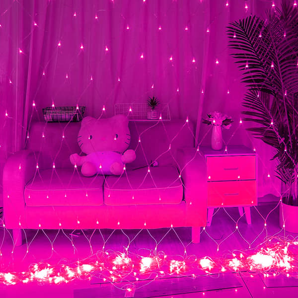LED-nettinglys vanntett utendørs dekorasjon rosa - EU-støpsel 2x2m 144 LED Pink EU Plug 2x2m 144 LED