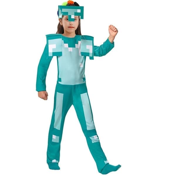 Minecraft Cosplay Klänningsset för barn Diamantrustning Z, Diamantrustning, Storlek S Diamond Armor S
