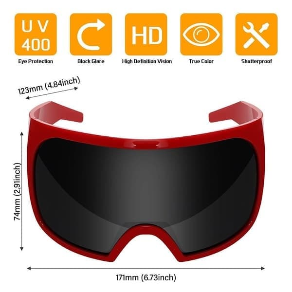 Oversized punk-solglasögon unisex med UV400-skydd, svarta Black