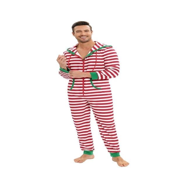 Julepyjamas til voksne, heldragt, pyjamas til kvinder, pyjamassæt til mænd, rød, størrelse S