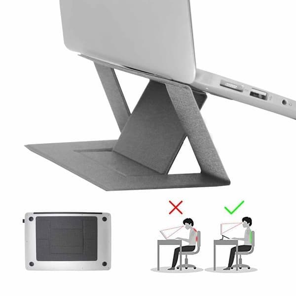 Selvklæbende laptop-stativ, bærbart ergonomisk laptop-stativ sort